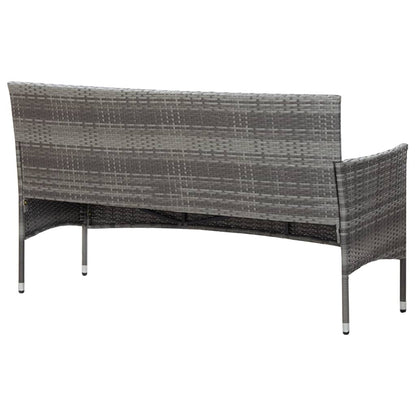 3-Seater Patio Sofa with Cushions Gray Poly Rattan
