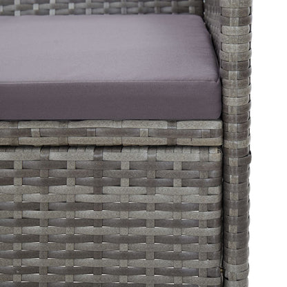 3-Seater Patio Sofa with Cushions Gray Poly Rattan