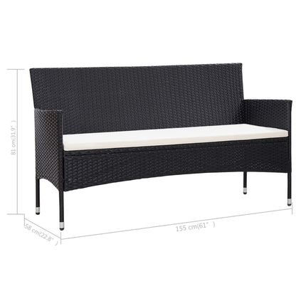 3-Seater Patio Sofa with Cushions Gray Poly Rattan