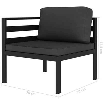 3 Piece Patio Lounge Set with Cushions Aluminum Anthracite
