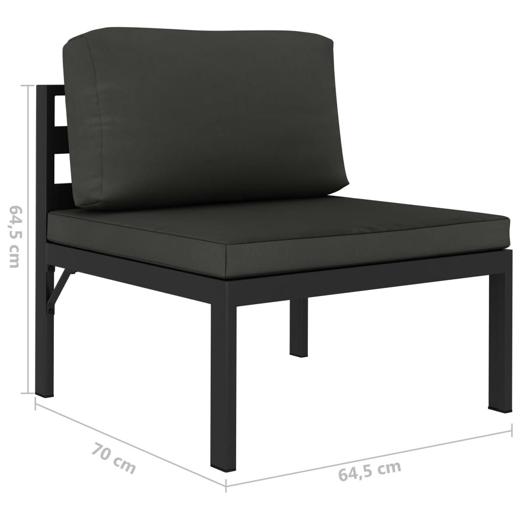 3 Piece Patio Lounge Set with Cushions Aluminum Anthracite