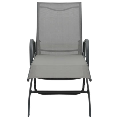 Sun Lounger | Grey | Powder-Coated Steel | 200 x 58 x 32 cm