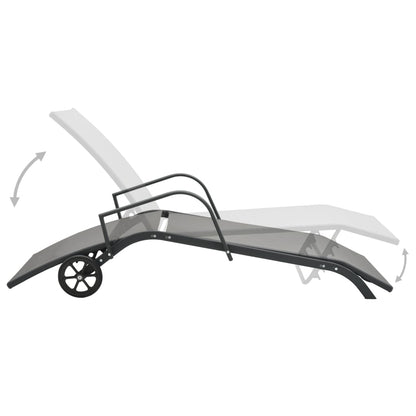 Sun Lounger | Grey | Powder-Coated Steel | 200 x 58 x 32 cm