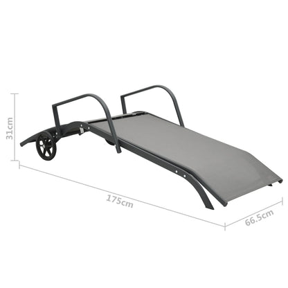 Sun Lounger | Grey | Powder-Coated Steel | 200 x 58 x 32 cm