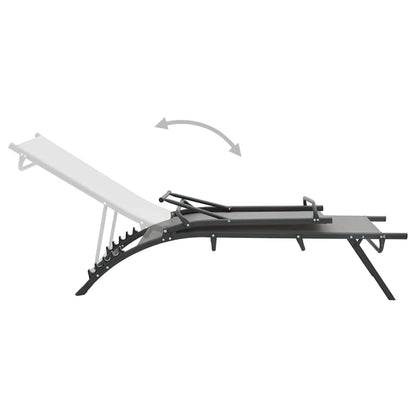 Sun Lounger | Grey | Steel, Textilene | Adjustable Armrests | Sun Lounger