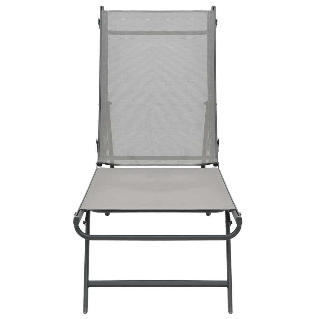 Sun Lounger | Grey | Steel, Textilene | Adjustable Armrests | Sun Lounger