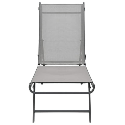 Sun Lounger | Grey | Steel, Textilene | Adjustable Armrests | Sun Lounger