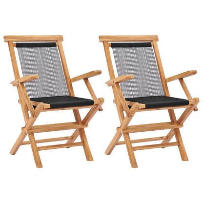 Garden Chair | Set of 2 | Black with wooden frame