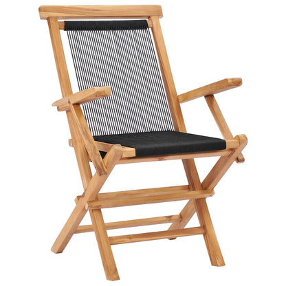 Garden Chair | Set of 2 | Black with wooden frame