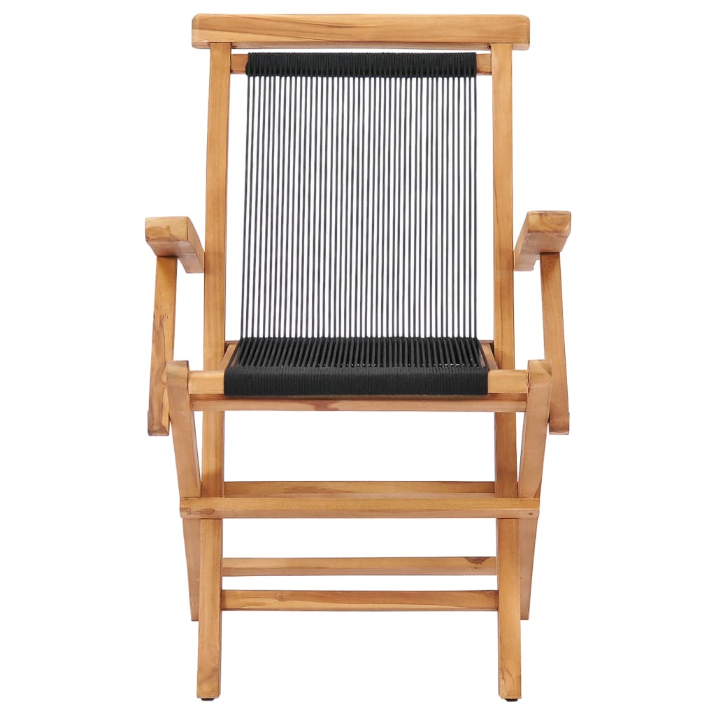 Garden Chair | Set of 2 | Black with wooden frame