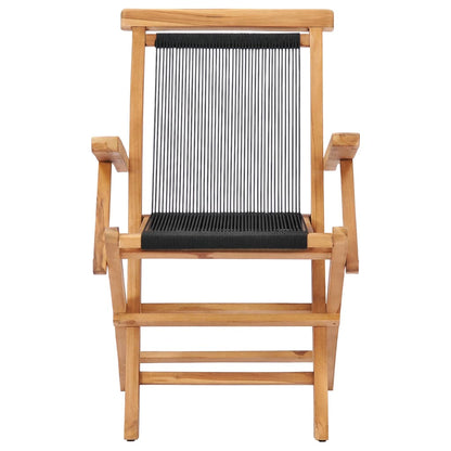 Garden Chair | Set of 2 | Black with wooden frame