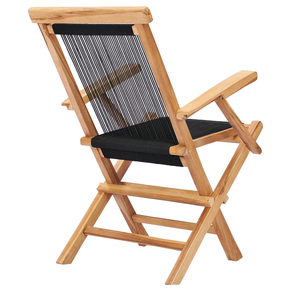 Garden Chair | Set of 2 | Black with wooden frame