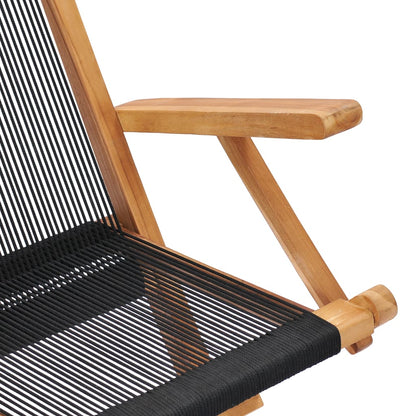 Garden Chair | Set of 2 | Black with wooden frame