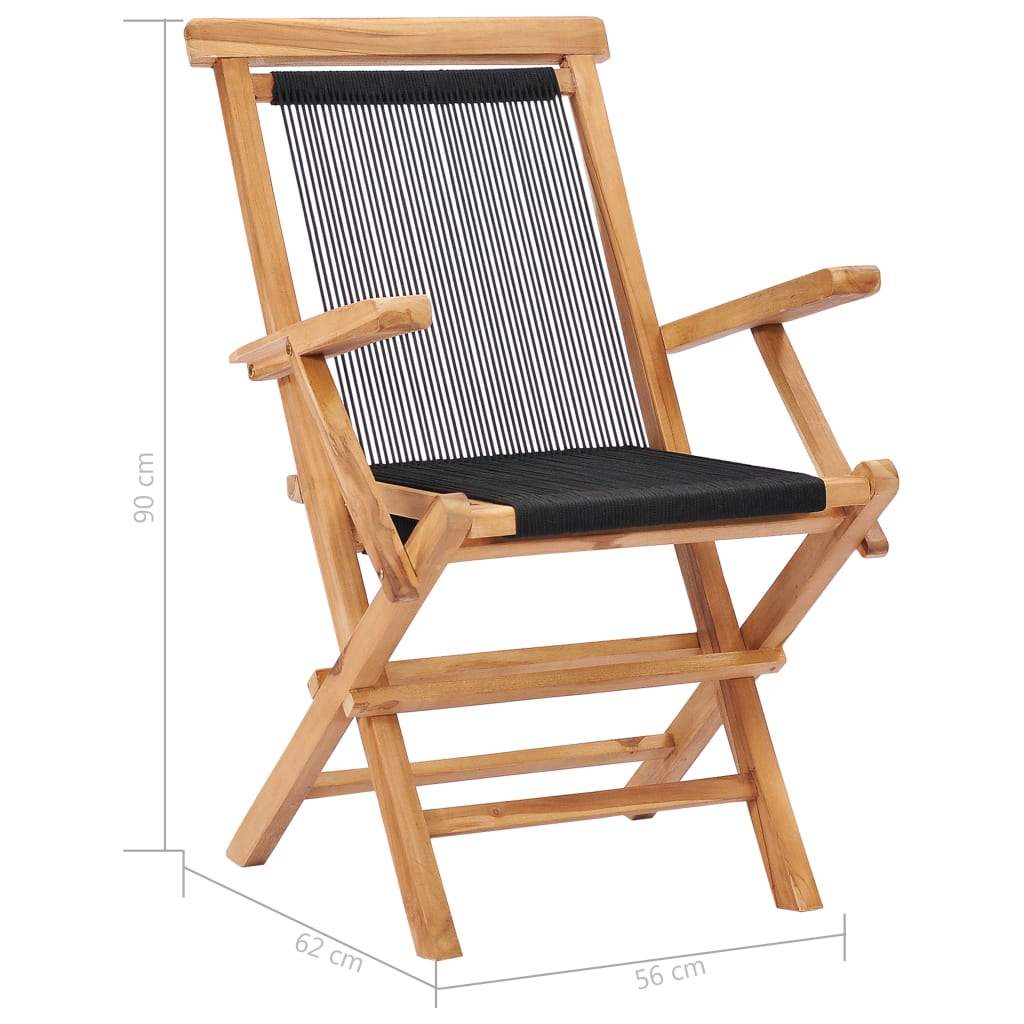 Garden Chair | Set of 2 | Black with wooden frame