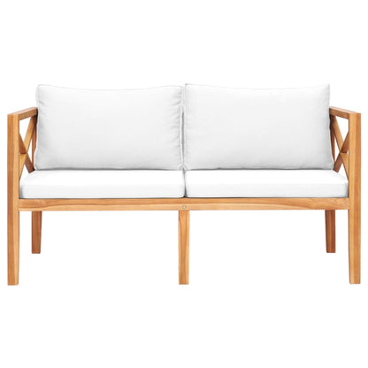 Patio Bench with Cream Cushions Solid Teak Wood
