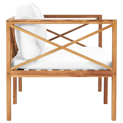 Patio Bench with Cream Cushions Solid Teak Wood