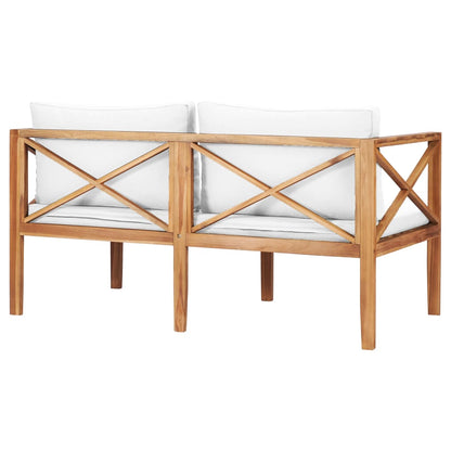 Patio Bench with Cream Cushions Solid Teak Wood