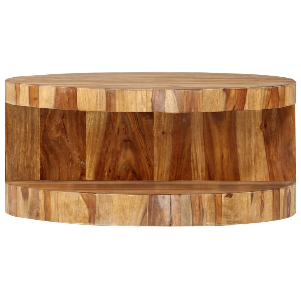 Round Coffee Table 25.6"x11.8" Solid Acacia Wood