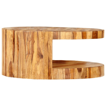 Round Coffee Table 25.6"x11.8" Solid Acacia Wood