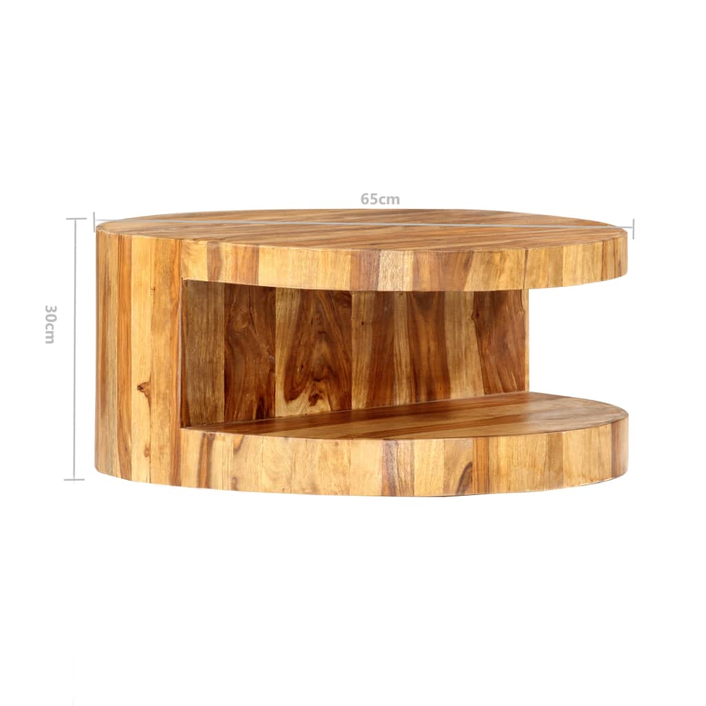 Round Coffee Table 25.6"x11.8" Solid Acacia Wood