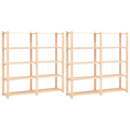 5-Tier Storage Racks 2 pcs 170x38x170 cm Solid Pinewood 500 kg