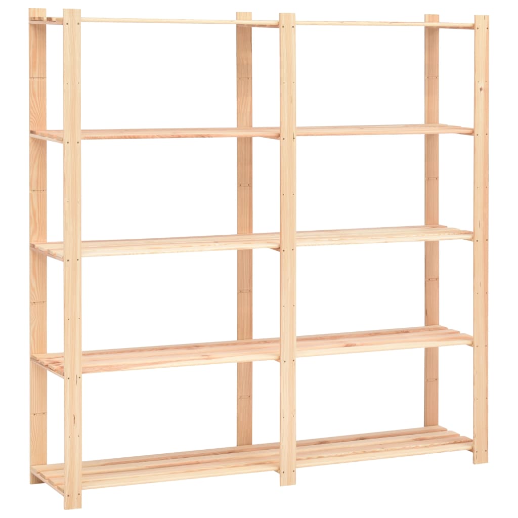 5-Tier Storage Racks 5 pcs 170x38x170 cm Solid Pinewood 500 kg