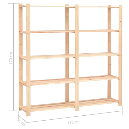 5-Tier Storage Racks 5 pcs 170x38x170 cm Solid Pinewood 500 kg