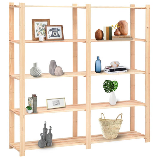 5-Tier Storage Racks 10 pcs 170x38x170 cm Solid Pinewood 500 kg