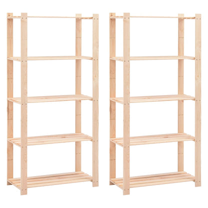 5-Tier Storage Racks 2 pcs 80x38x170 cm Solid Pinewood 250 kg