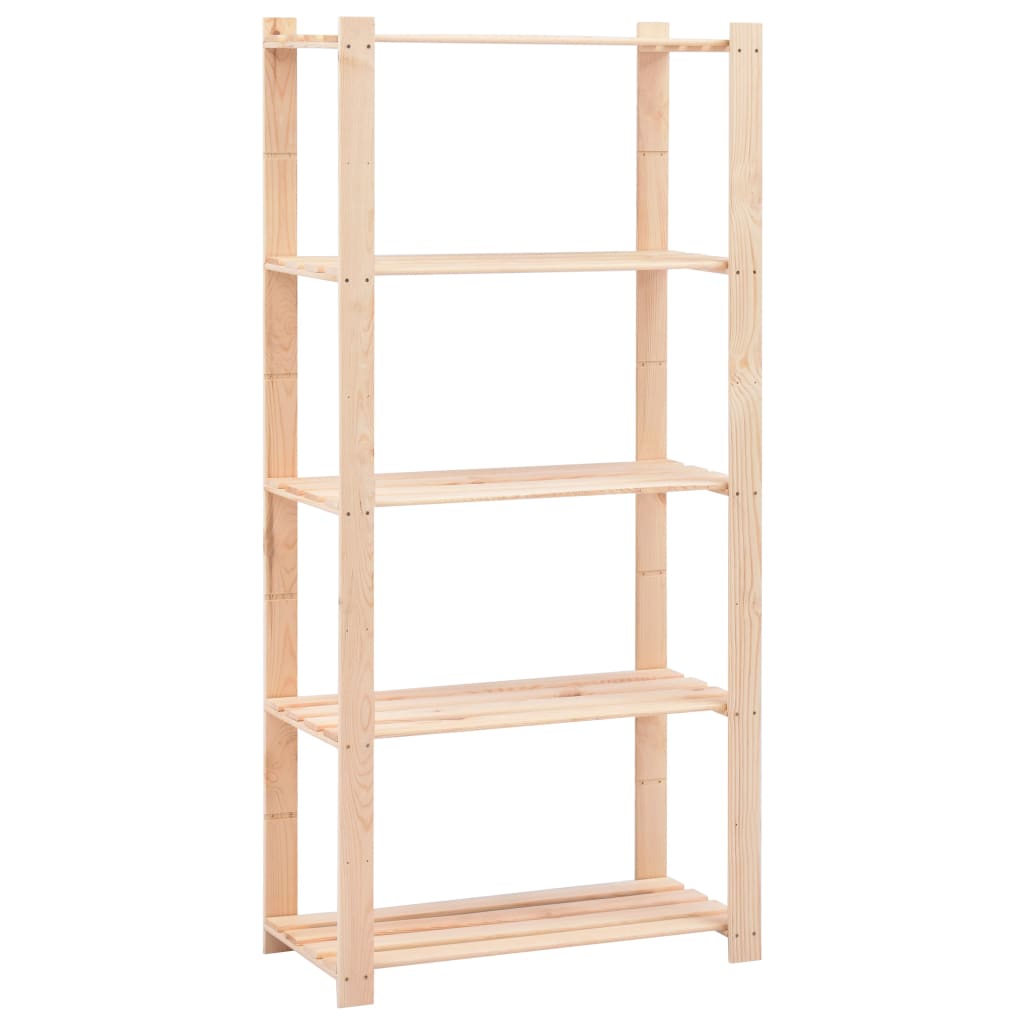 5-Tier Storage Racks 2 pcs 80x38x170 cm Solid Pinewood 250 kg