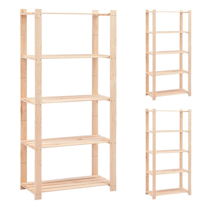 5-Tier Storage Racks 3 pcs 80x38x170 cm Solid Pinewood 250 kg