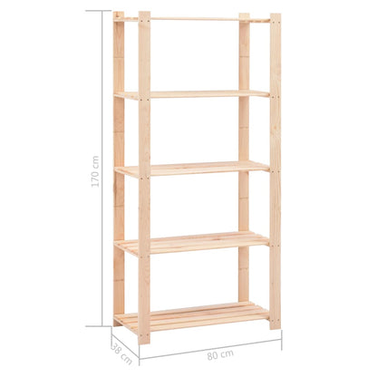 5-Tier Storage Racks 10 pcs 80x38x170 cm Solid Pinewood 250 kg