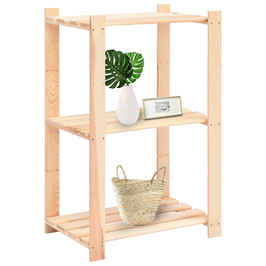 3-Tier Storage Racks 3 pcs 60x38x90 cm Solid Pinewood 150 kg