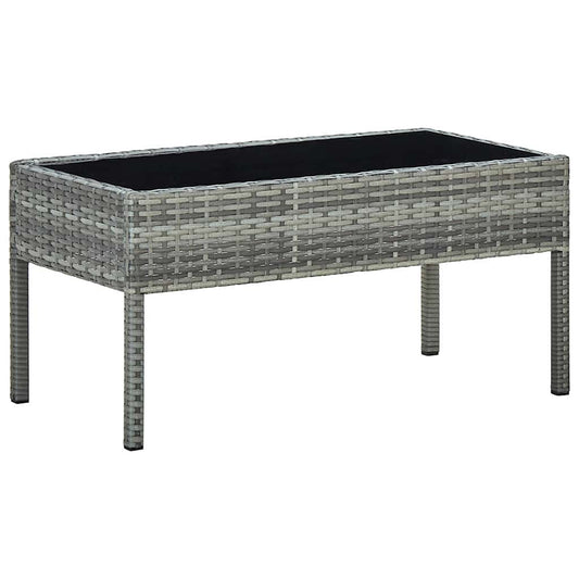 Garden Table | Grey | PE Rattan, Steel, Glass | Medium | Durable