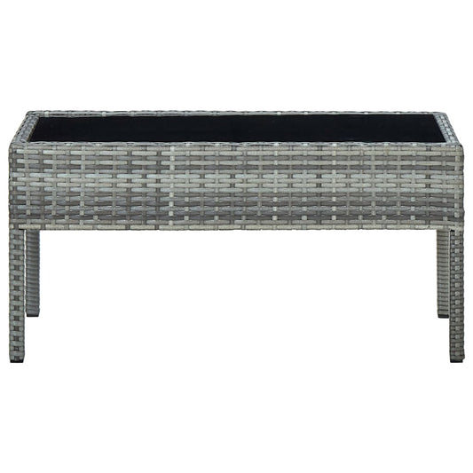 Garden Table | Grey | PE Rattan, Steel, Glass | Medium | Durable