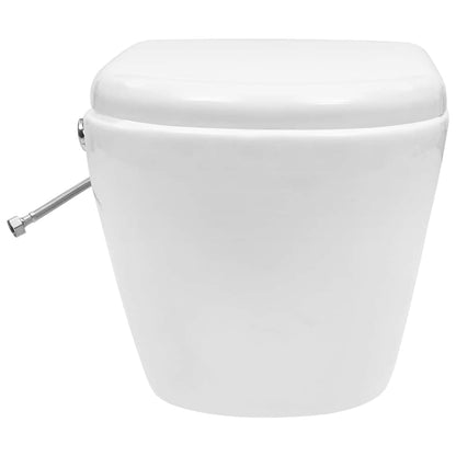 Wall Hung Rimless Toilet with Bidet Function Ceramic White