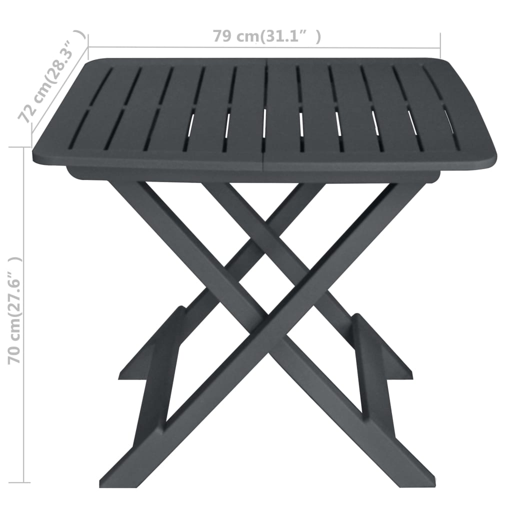 3 Piece Folding Bistro Set Plastic Anthracite