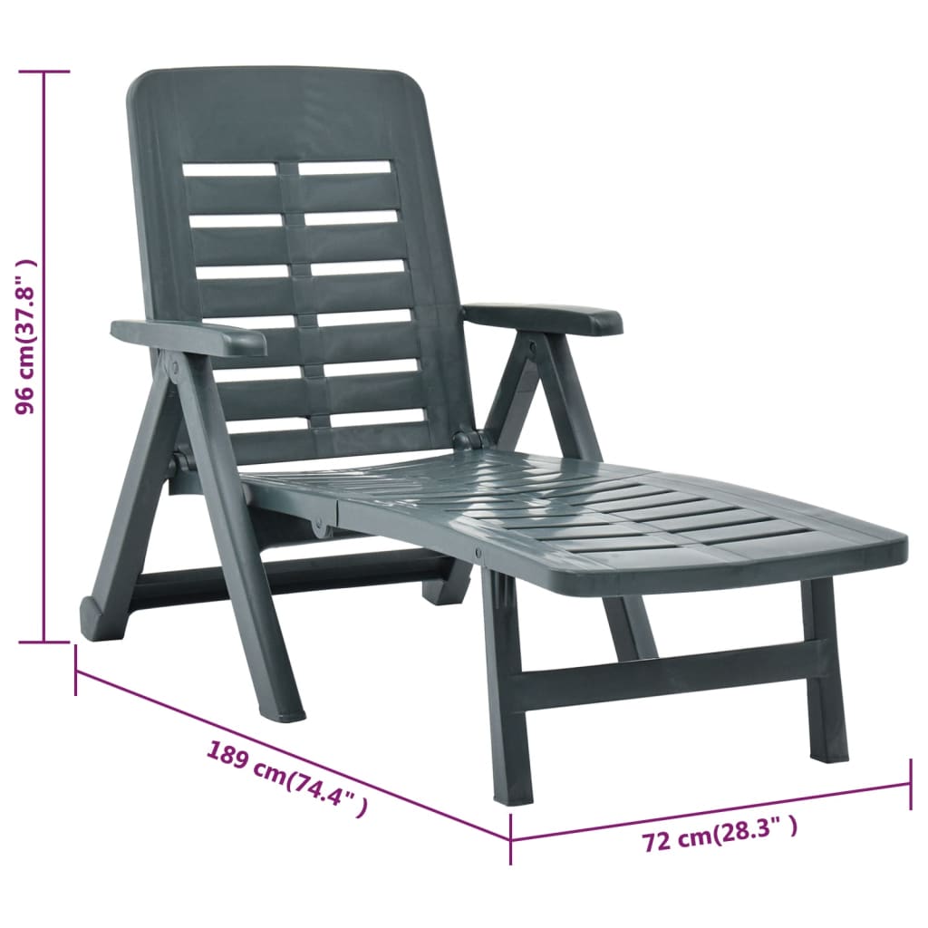 Sunlounger | Green | Plastic | One-size | Foldable | Sun Lounger