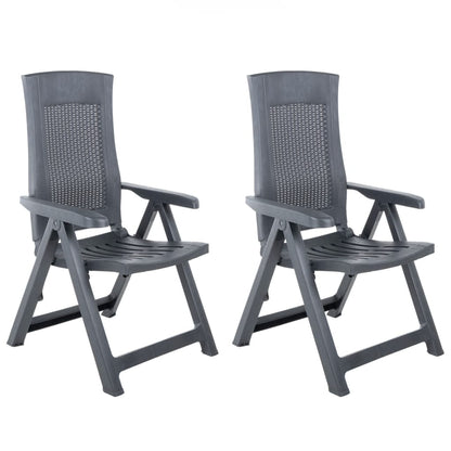 Garden Chair | Set of 2 | Anthracite | Plastic | Standard | Foldable