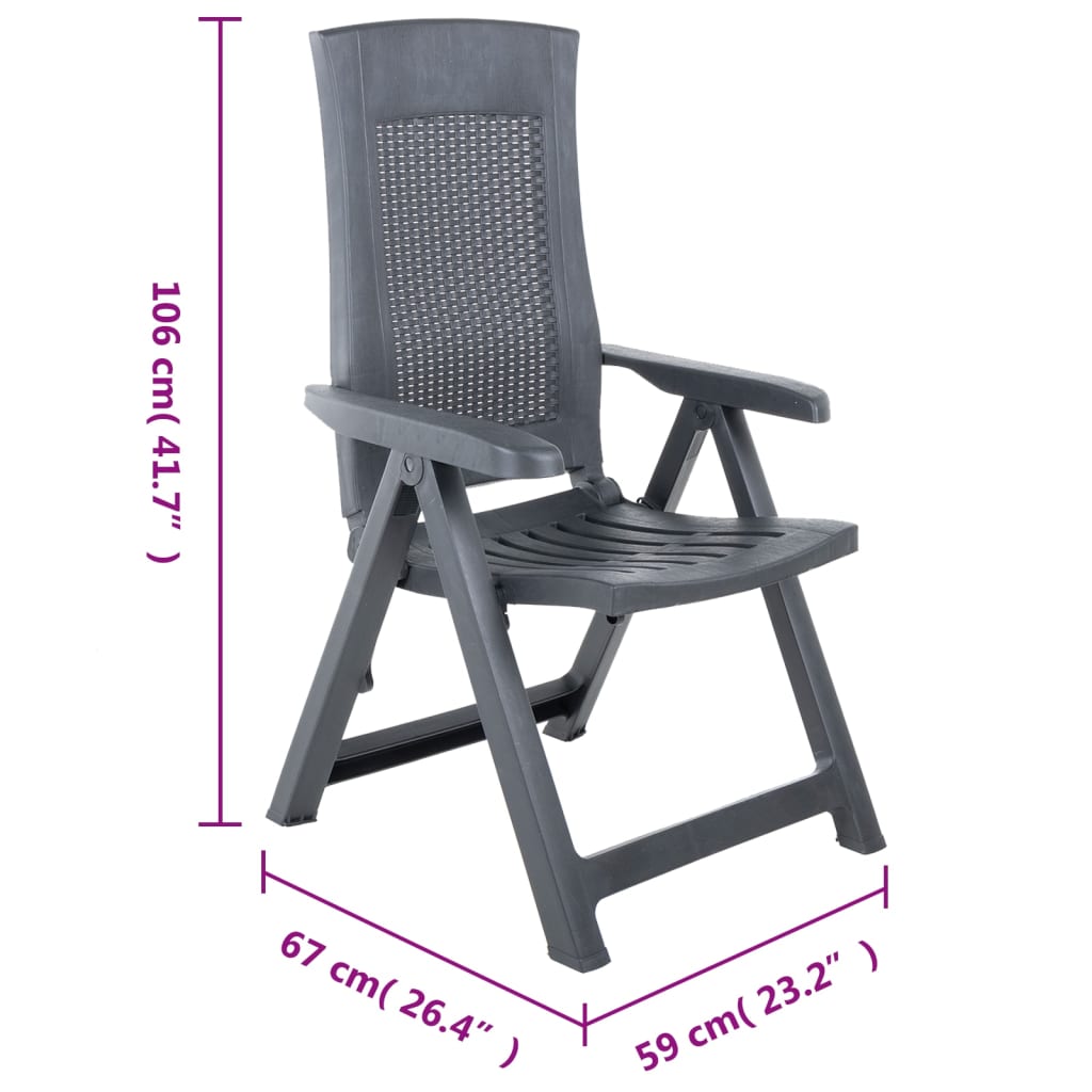 Garden Chair | Set of 2 | Anthracite | Plastic | Standard | Foldable