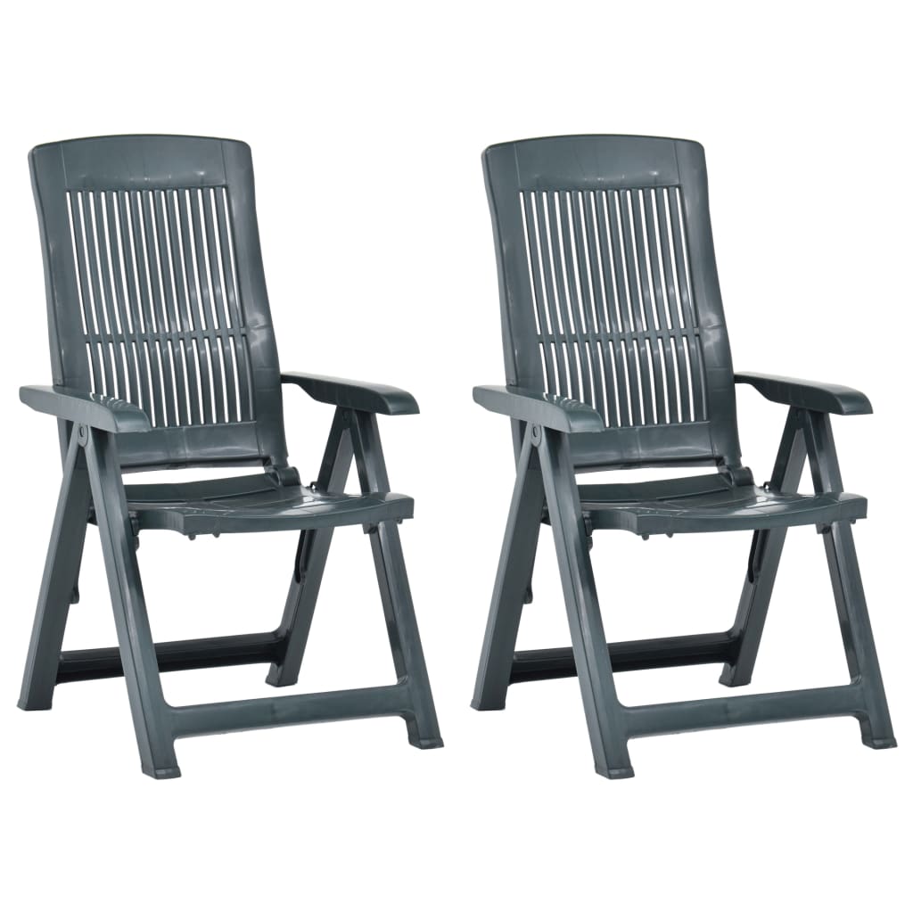 Garden Chair | Set of 2 | Green | Plastic | Standard | Foldable