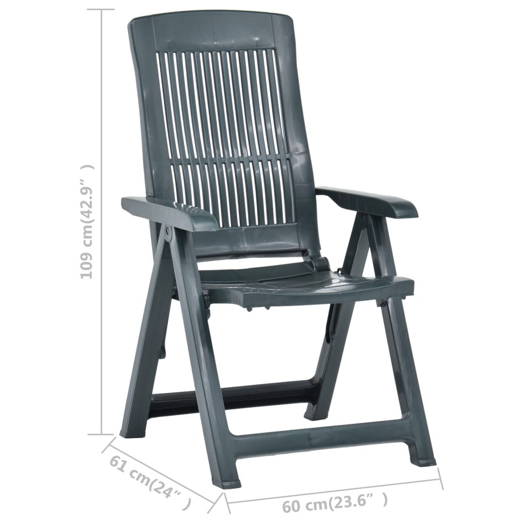 Garden Chair | Set of 2 | Green | Plastic | Standard | Foldable