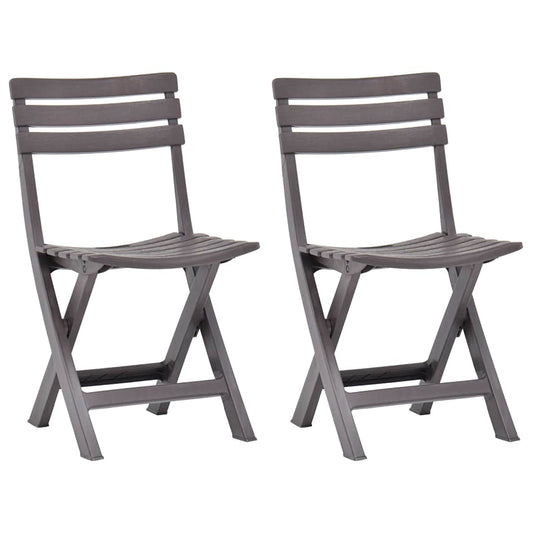 Folding Chairs 2 pcs Plastic Mocha