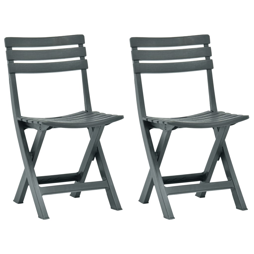 Garden Chair | Set of 2 | Green | Plastic | Standard | Collapsible