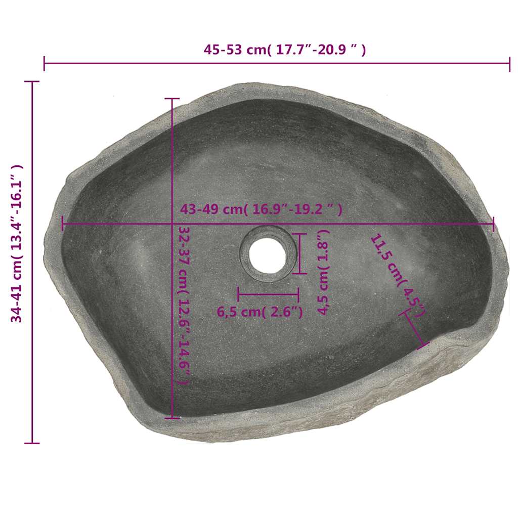 Basin River Stone Oval (17.7"-20.9")x(13.4"-16.1")