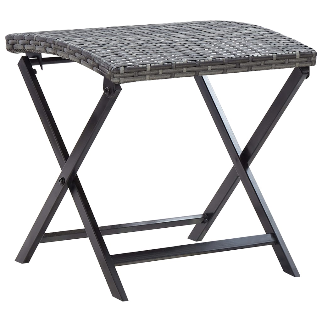 Stool | Grey | PE Rattan | Small | Foldable | Stool | Square
