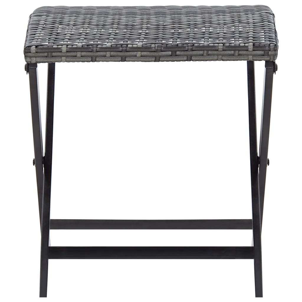 Stool | Grey | PE Rattan | Small | Foldable | Stool | Square