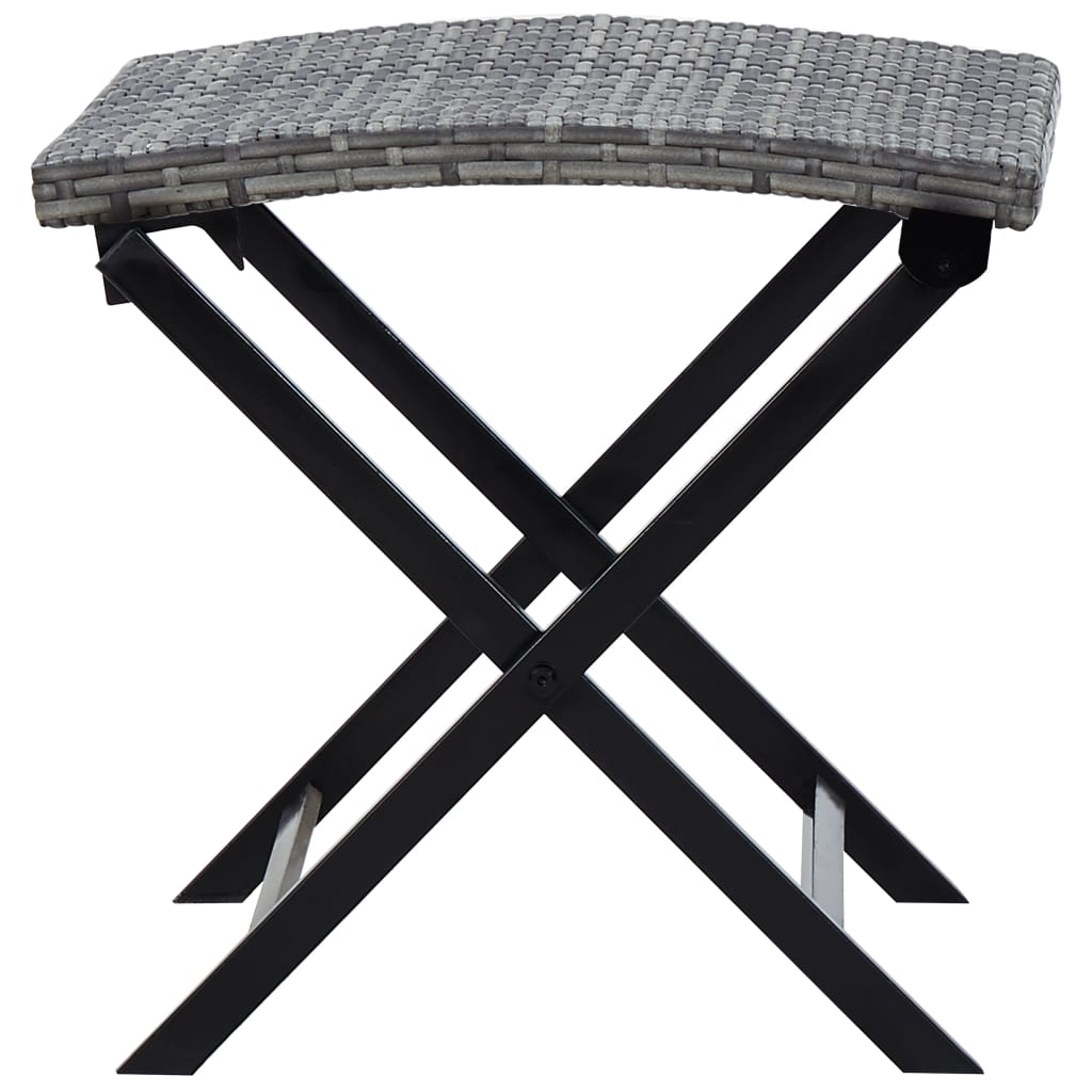 Stool | Grey | PE Rattan | Small | Foldable | Stool | Square