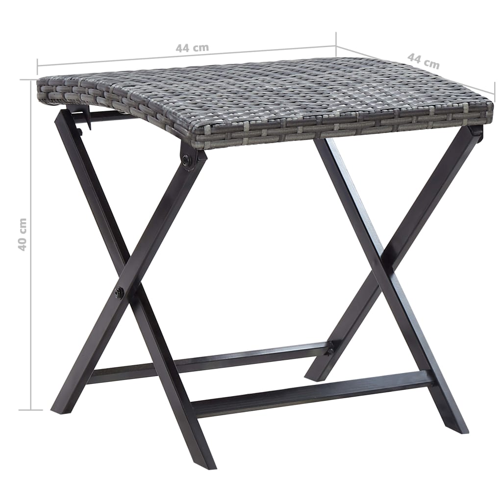 Stool | Grey | PE Rattan | Small | Foldable | Stool | Square
