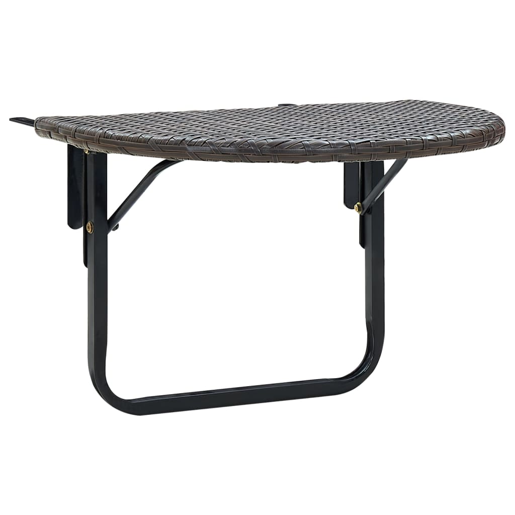 Balcony Table Brown 60x60x40 cm Poly Rattan